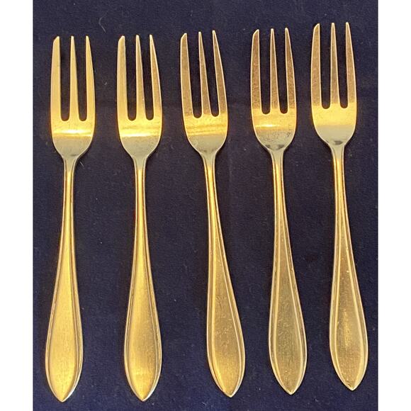 Five Dutch Dessert Cake 4 7/8" Forks Vintage Zilverstad Pleet 90 Silver Plate - Picture 1 of 8